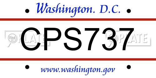 CPS737 District Of Columbia License Plate