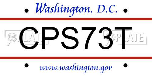 CPS73T District Of Columbia License Plate