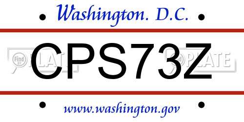 CPS73Z District Of Columbia License Plate