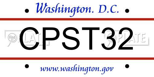 CPST32 District Of Columbia License Plate