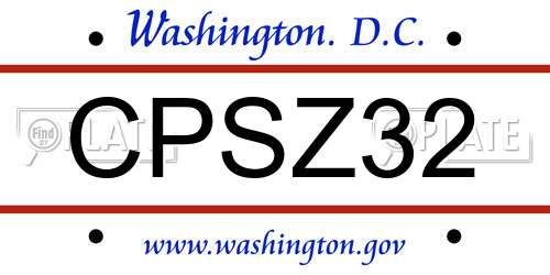 CPSZ32 District Of Columbia License Plate