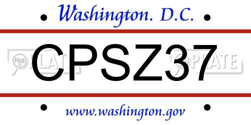 CPSZ37 District Of Columbia License Plate