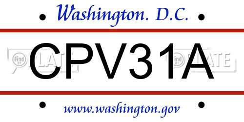 CPV31A District Of Columbia License Plate