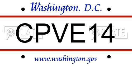 CPVE14 District Of Columbia License Plate