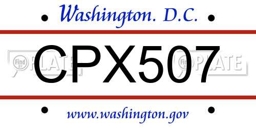 CPX507 District Of Columbia License Plate