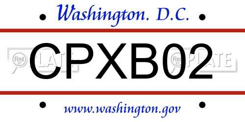 CPXB02 District Of Columbia License Plate