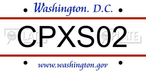 CPXS02 District Of Columbia License Plate