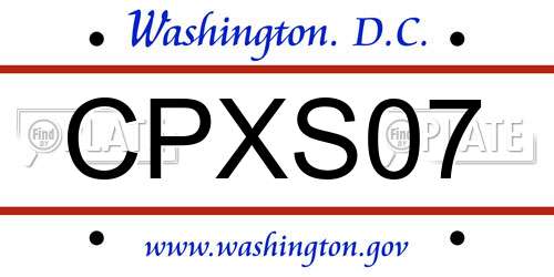 CPXS07 District Of Columbia License Plate