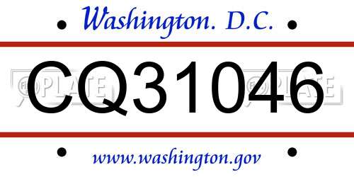 CQ31046 District Of Columbia License Plate