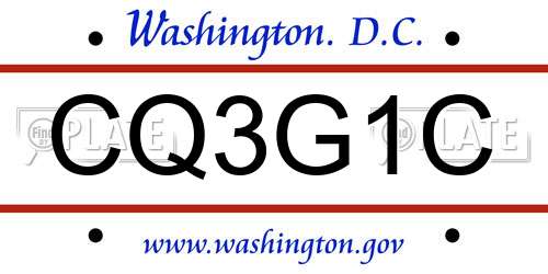 CQ3G1C District Of Columbia License Plate