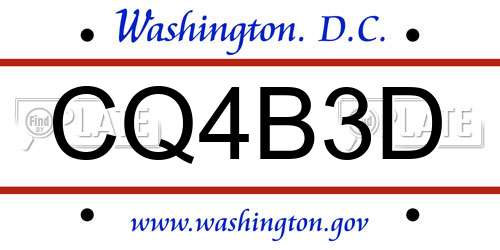 CQ4B3D District Of Columbia License Plate