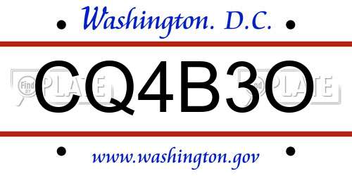 CQ4B3O District Of Columbia License Plate