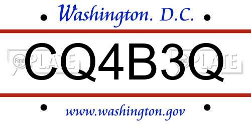 CQ4B3Q District Of Columbia License Plate