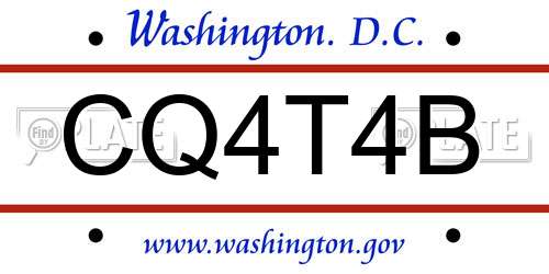 CQ4T4B District Of Columbia License Plate