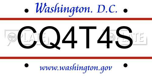 CQ4T4S District Of Columbia License Plate