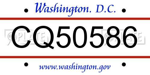 CQ50586 District Of Columbia License Plate