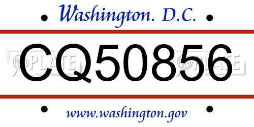 CQ50856 District Of Columbia License Plate