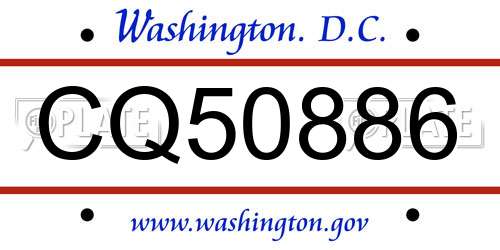 CQ50886 District Of Columbia License Plate
