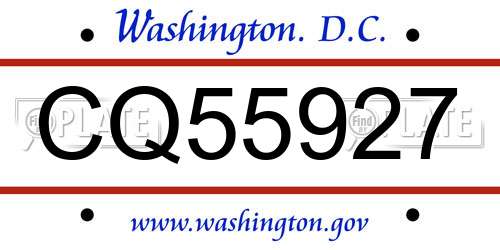CQ55927 District Of Columbia License Plate