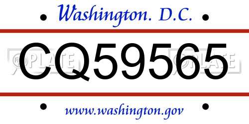 CQ59565 District Of Columbia License Plate