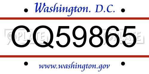 CQ59865 District Of Columbia License Plate