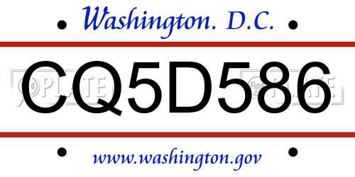 CQ5D586 District Of Columbia License Plate