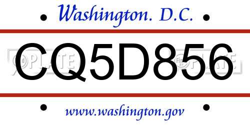 CQ5D856 District Of Columbia License Plate