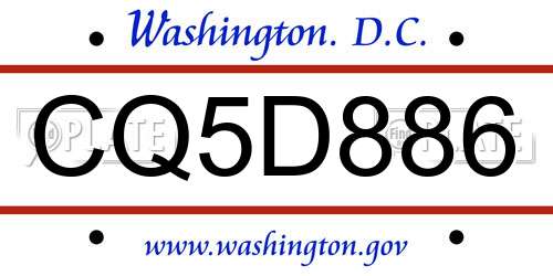 CQ5D886 District Of Columbia License Plate