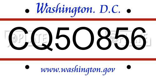 CQ5O856 District Of Columbia License Plate