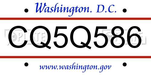 CQ5Q586 District Of Columbia License Plate