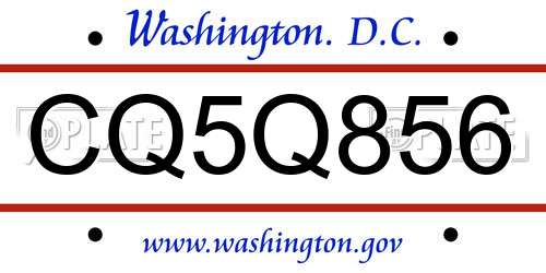 CQ5Q856 District Of Columbia License Plate