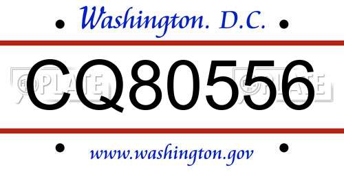 CQ80556 District Of Columbia License Plate