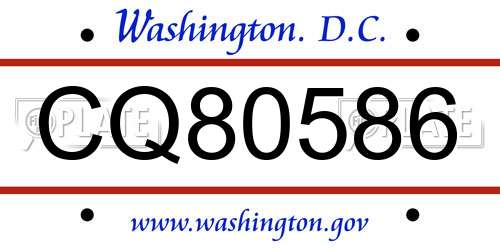 CQ80586 District Of Columbia License Plate