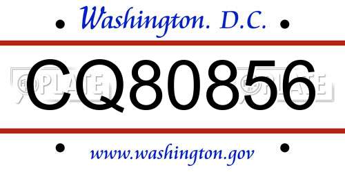 CQ80856 District Of Columbia License Plate