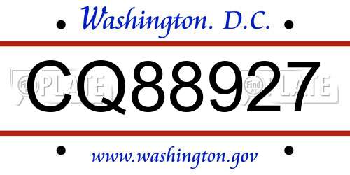 CQ88927 District Of Columbia License Plate