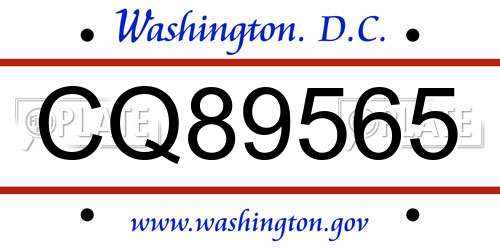 CQ89565 District Of Columbia License Plate