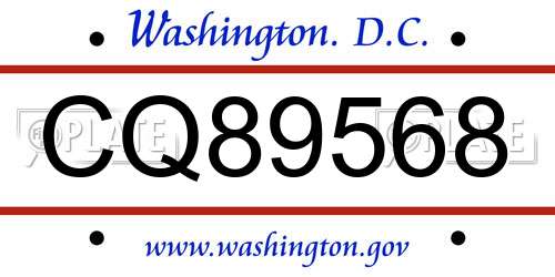 CQ89568 District Of Columbia License Plate