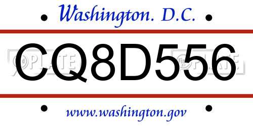CQ8D556 District Of Columbia License Plate