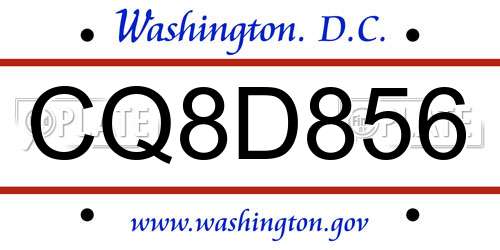 CQ8D856 District Of Columbia License Plate