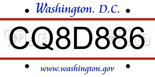 CQ8D886 District Of Columbia License Plate