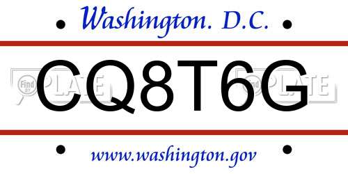 CQ8T6G District Of Columbia License Plate