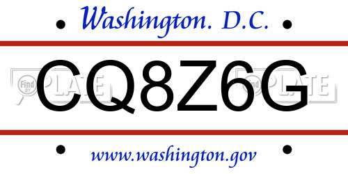 CQ8Z6G District Of Columbia License Plate