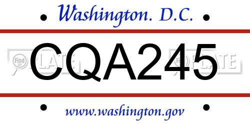 CQA245 District Of Columbia License Plate