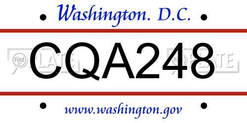 CQA248 District Of Columbia License Plate