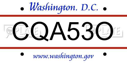 CQA53O District Of Columbia License Plate