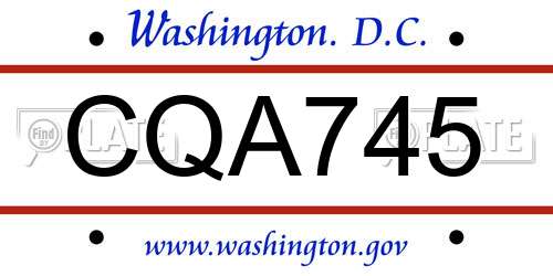 CQA745 District Of Columbia License Plate