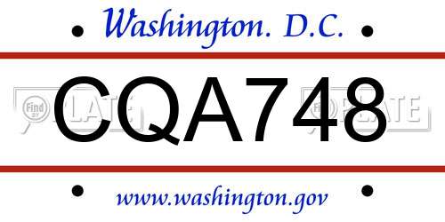CQA748 District Of Columbia License Plate