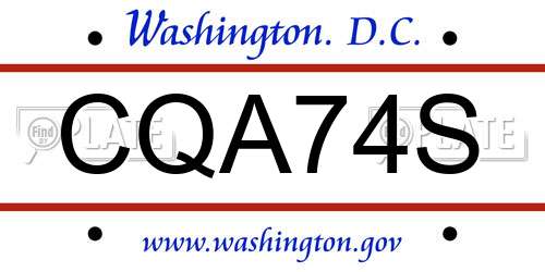 CQA74S District Of Columbia License Plate