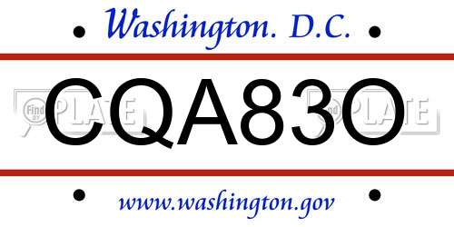 CQA83O District Of Columbia License Plate