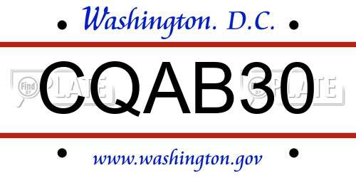 CQAB30 District Of Columbia License Plate